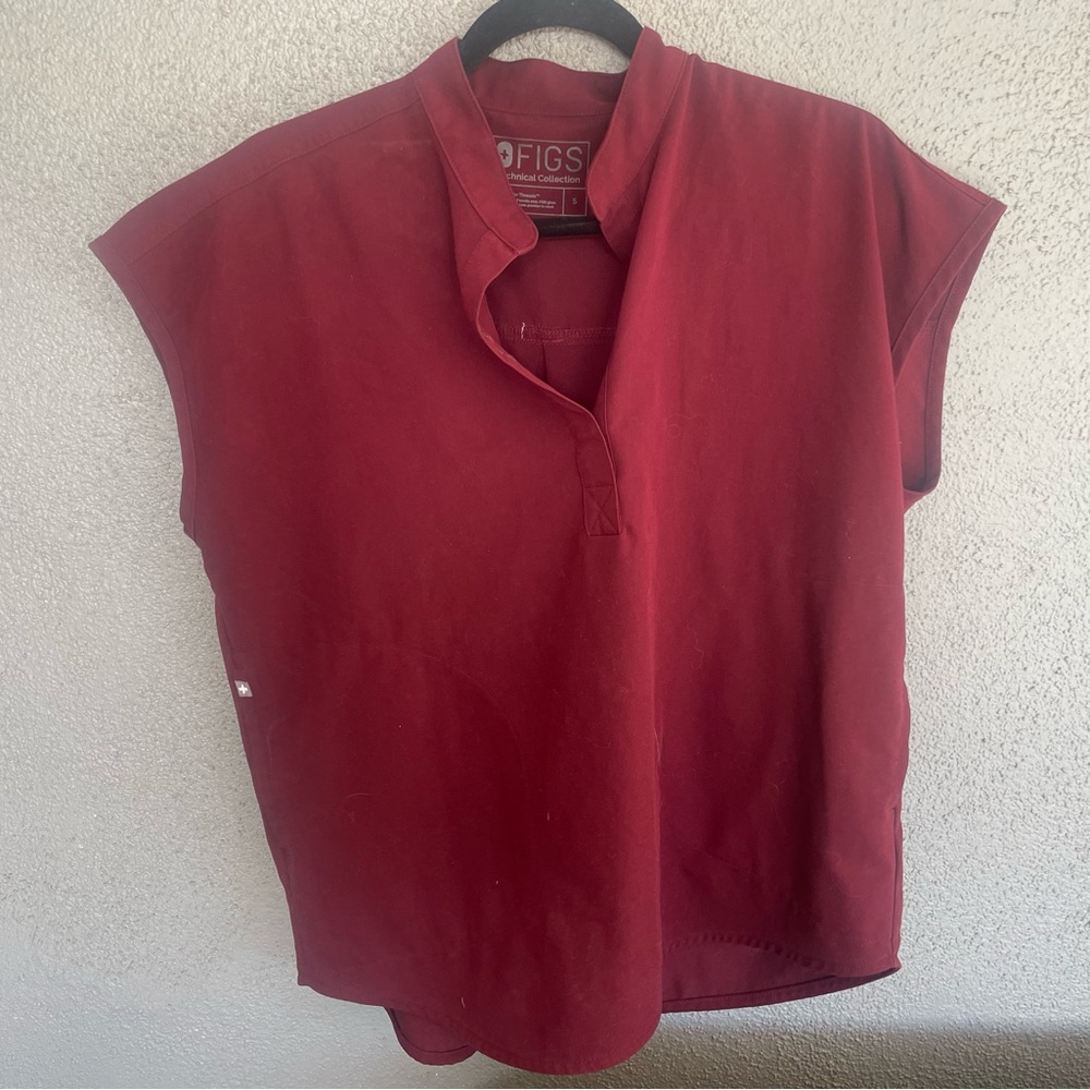Figs Burgundy rafaela oversize scrub Top and straight leg pants